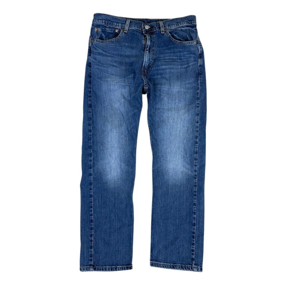 Levis 505 Regular Fit Straight Leg Medium Wash Blue Denim Jeans Mens 34x28